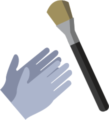 Pictogramme gants et pinceau